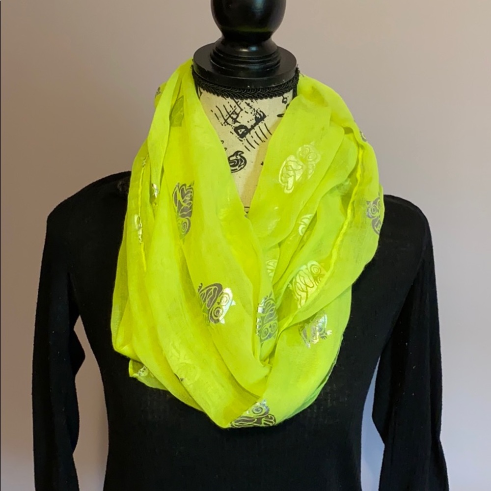Infinity Scarf Neon Yellow Owls
